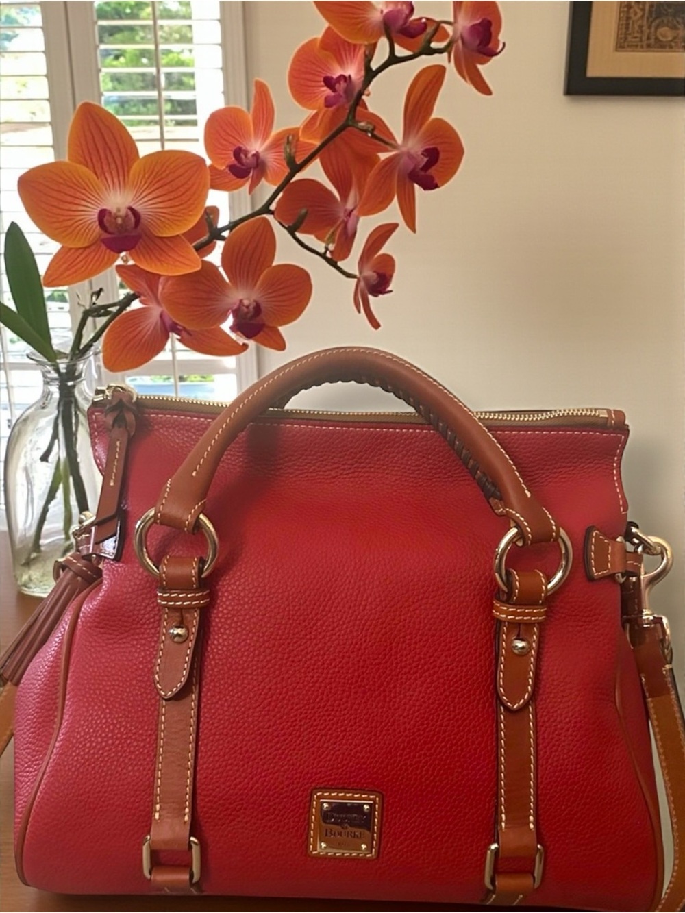 Dooney & Bourke LARGE Red Pebbled Leather Satchel - Shoulder Bag NWT $598 MSRP
